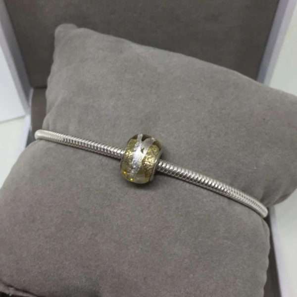 Gold Ashes Bead with Silver Leaf